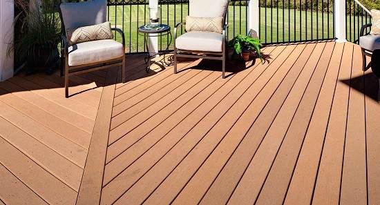 WPC decking with outdoor seating and a clean, spacious design