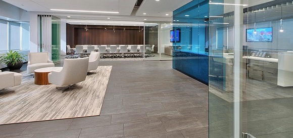 office space with commercial LVT Flooring