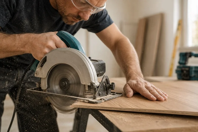 Cutting laminate flooring cleanly using a circular saw