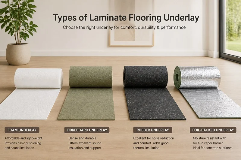 Different laminate flooring underlay types for various subfloors